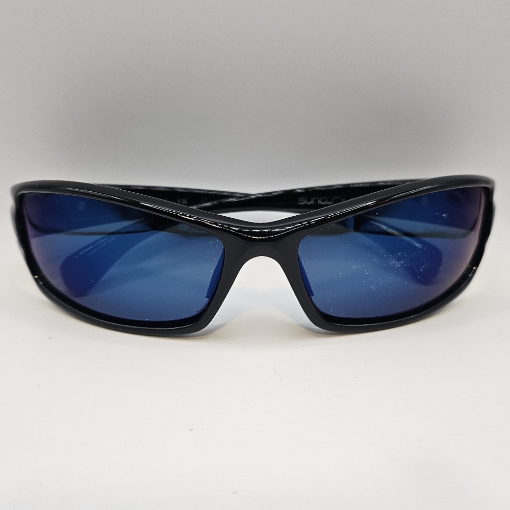 Stylish Black Sunglasses with Blue Lenses